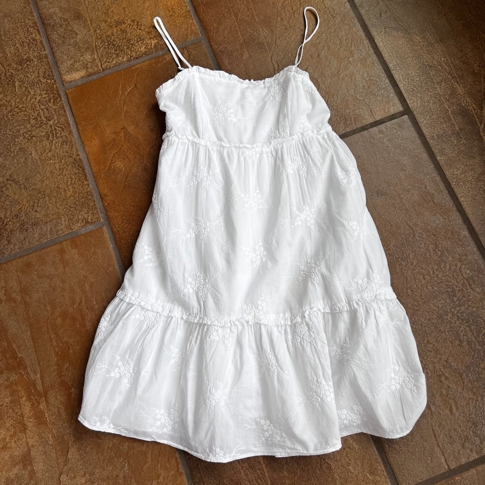 And Other Stories White Sundress with Floral Embroidery